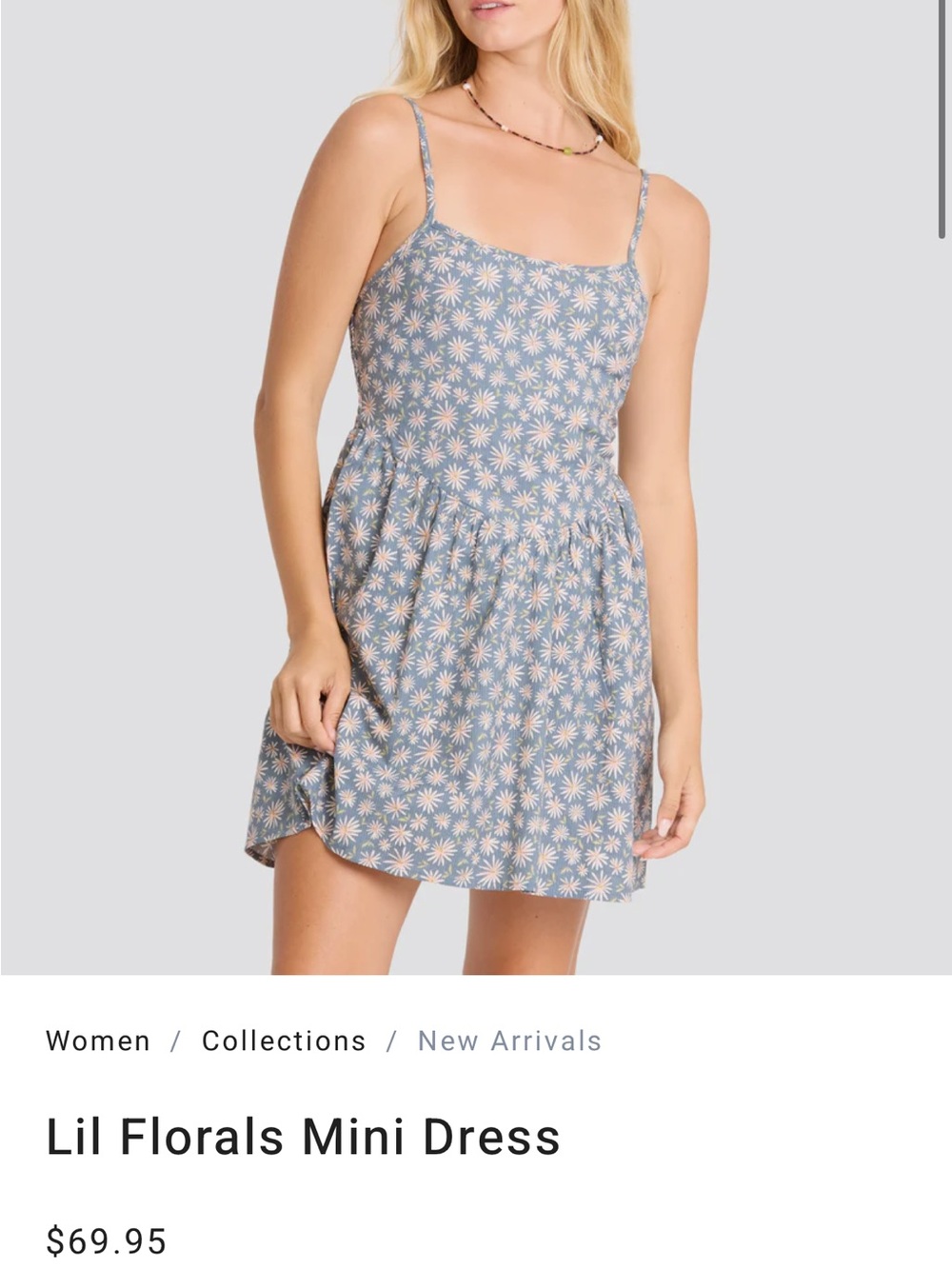 Billabong Blue Daisy Print Mini Dress